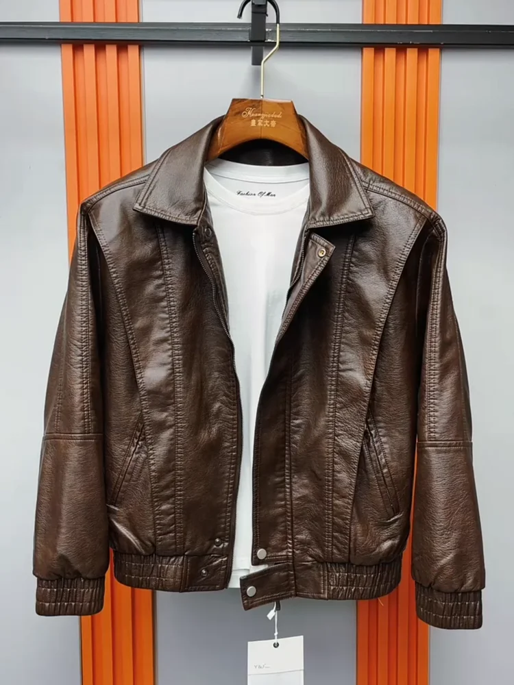 

Мужская куртка из искусственной кожи, осенне-зимняя, новая, модная, роскошная, универсальная, с воротником-стойкой, на молнии, с длинными рукавами