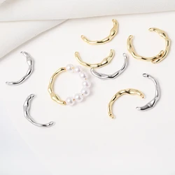 Brass Gold Plated Irregular Branch Wave Double Hanging Half Circle Ring Connecting Rod For Diy Rings Jewelry Making Accessories
