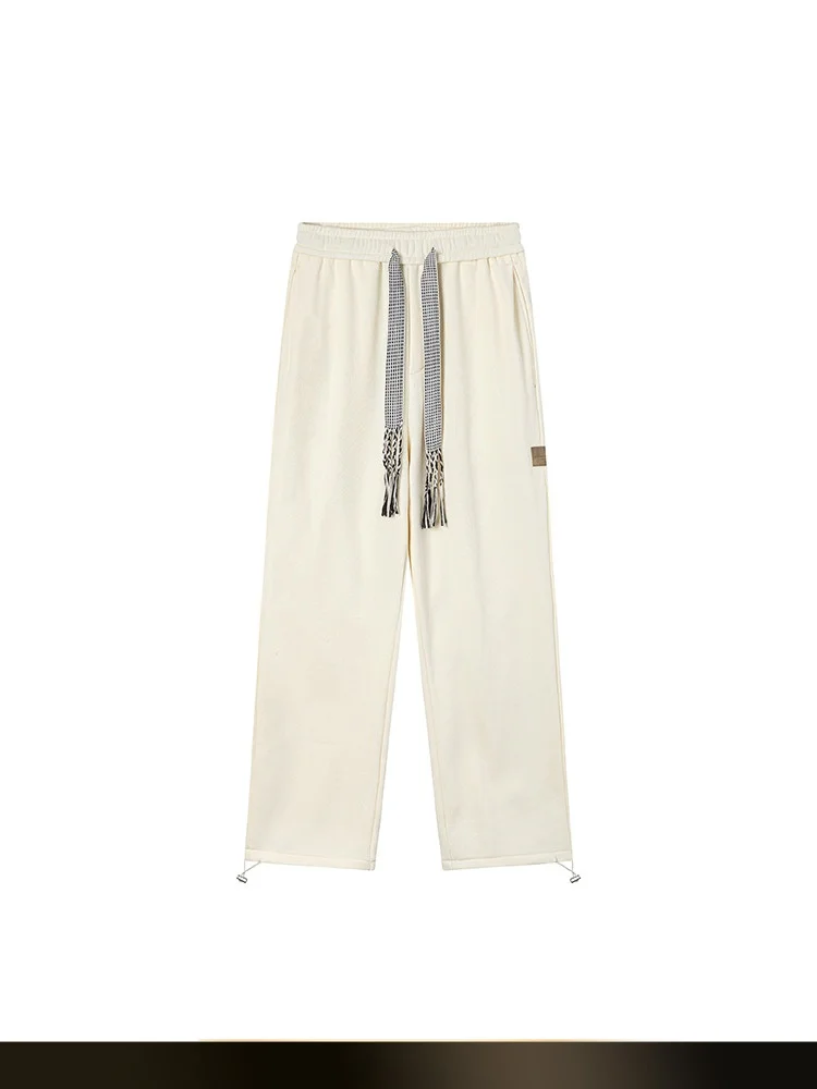 

NTED Ретро-спортивные брюки в японском стиле с эластичным поясом, зимние, свободные, на флисовой подкладке, с широкими штанинами, длинные, повседневные, молодежные