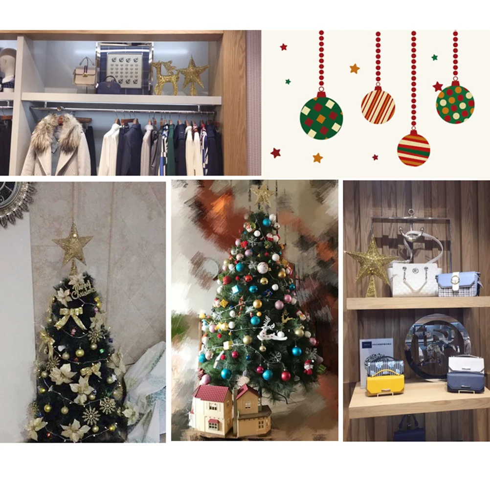 

30Cm Star Tree Topper 5-Pointed Glitter Golden Metal Christmas Ornament For Home Party Festival Gathering Decoration