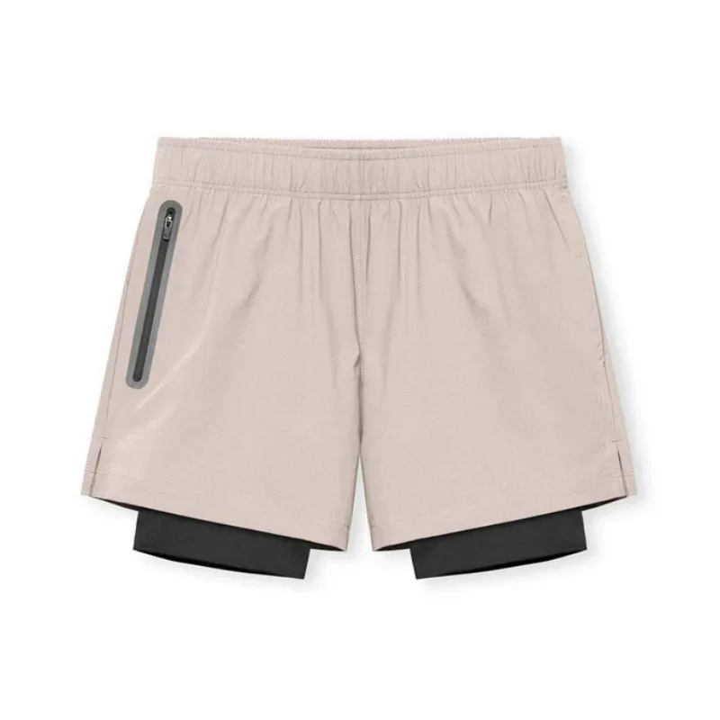 2025 ผู้ชายใหม่ฤดูร้อน Quick-DRY Breathable กางเกงขาสั้นผู้ชาย Double-Deck ฟิตเนสกีฬากางเกงขาสั้นการฝึกอบรมสบายๆกางเกง Sweatpants