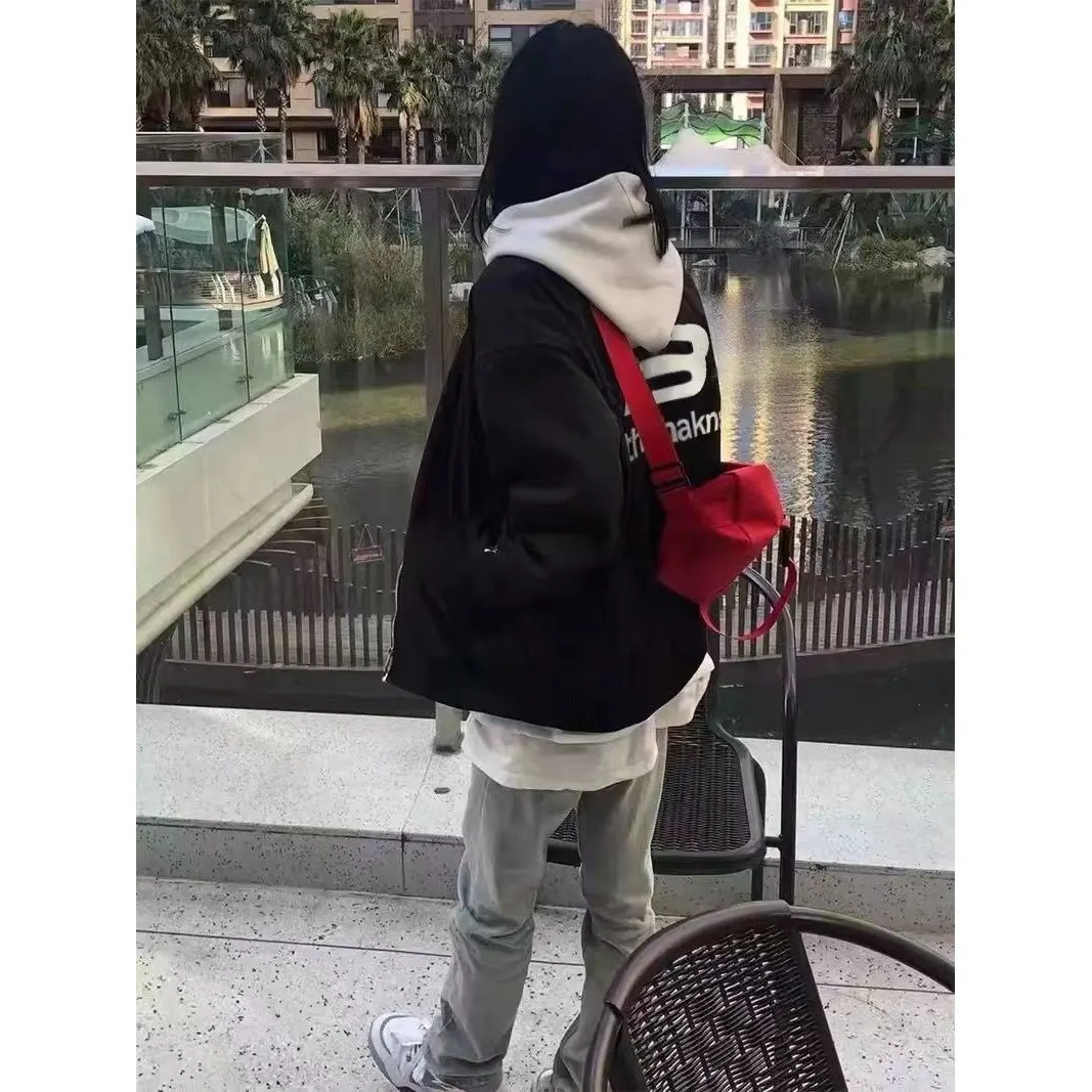 

Retro American Simple Baseball Jaet Outerwear ex Spring Summer New Trend Pilot Couple's Clothing Stand Fit Printed