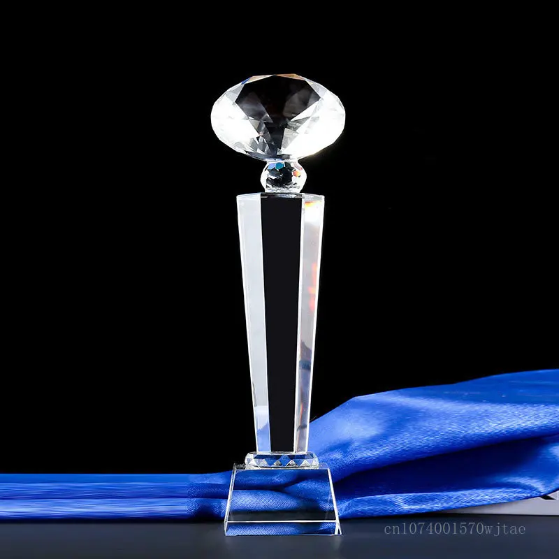 Customized Transparent Crystal Trophy, Column Sculpture, Glass Decoration, Competition, Activities, Award, Home Decor, 1Pc