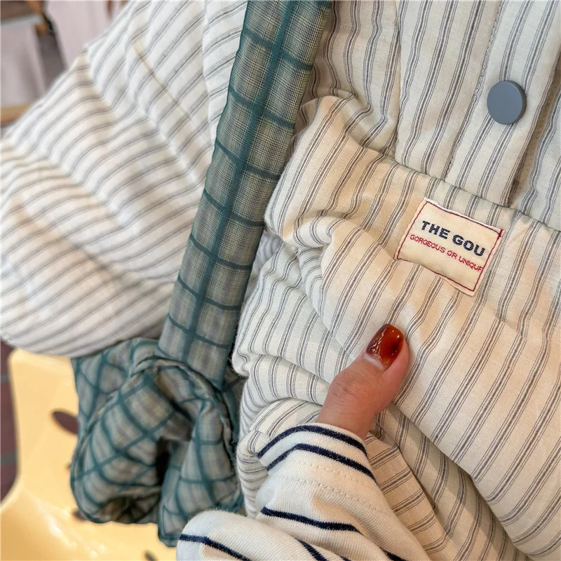 Winter-Kinderjacken mit Fleecefutter Neue Dicke Plüsch-Wärmemäntel für Kinder Gestreifte Kapuzenjacken mit Baumwollpolsterung 1-6 Jahre – Detail 17