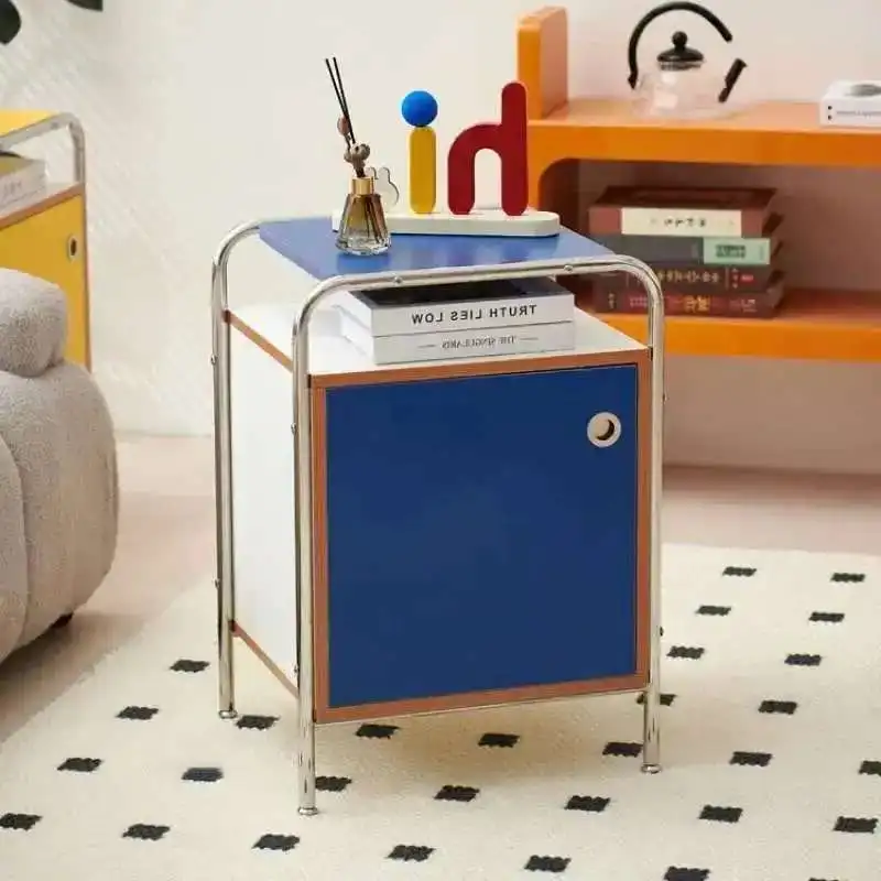 

High-end Dopamine Nightstands for Apartments European Metal Small Storage Cabinet Light Luxury Decoration Bedside Table for Cafe