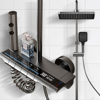 Digital Display Shower Set Piano Button With Ambient Light Bathroom Faucets Shower Head Space Aluminum Shower Set