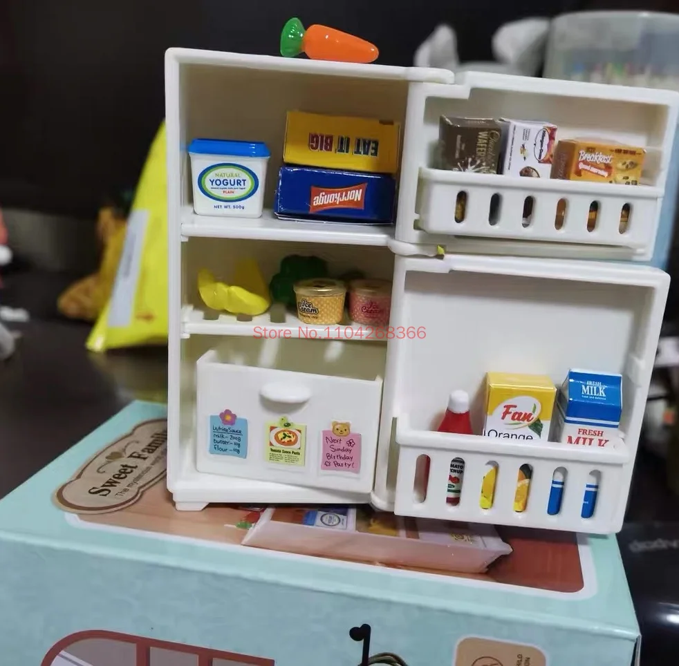 Forest Family 1/12 Kitchen Furniture Bathroom Bedroom Bakeware Sets Miniature Model Refrigerator Dollhouse Accessories Gifts view 4