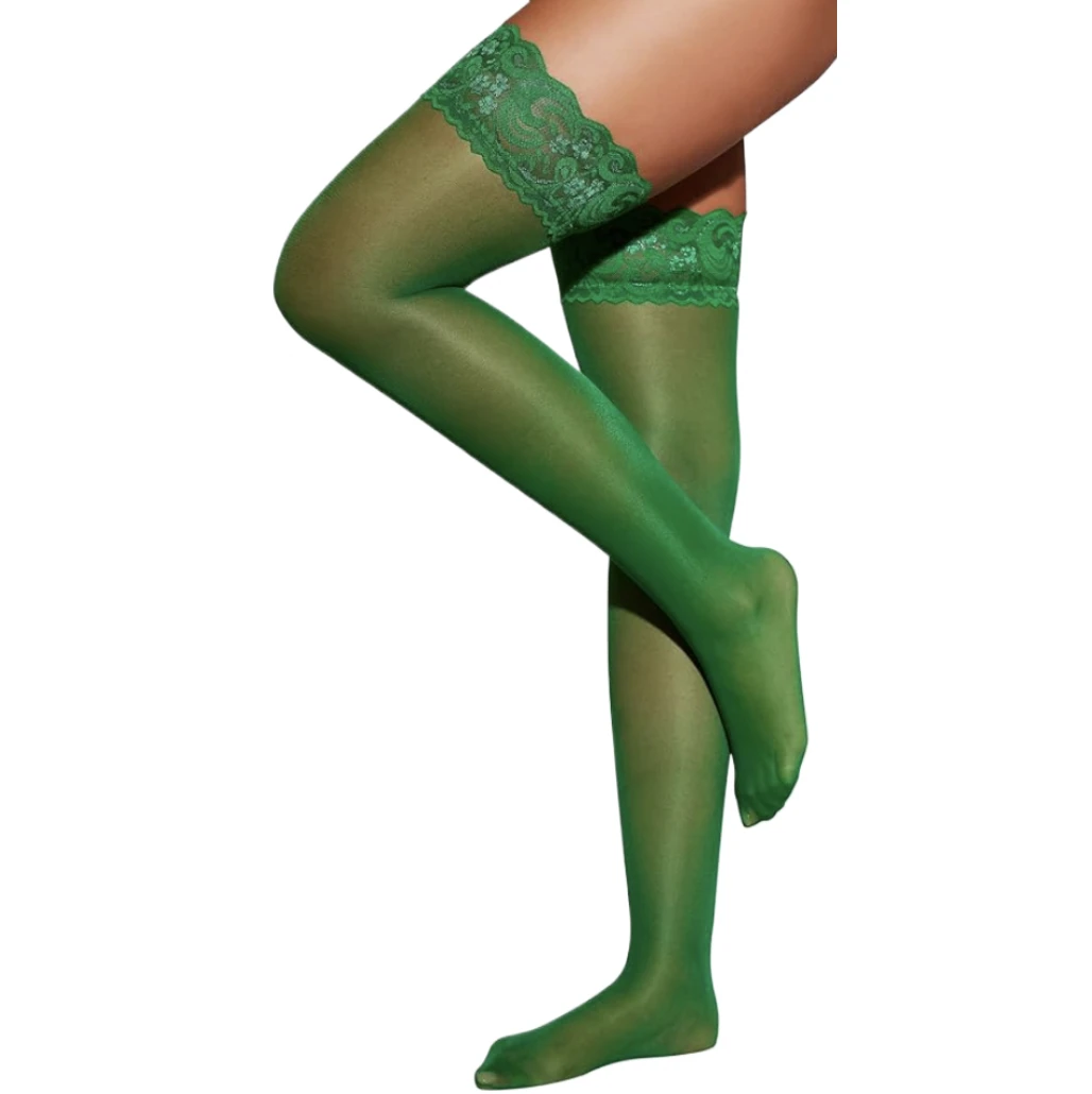 

Green Lace Sexy Stockings for Women Lingerie Sexy Lenceria medias Sheer Over Knee Socks Transparent Erotic Thigh High Stockings