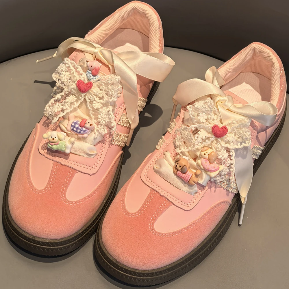 

Fashion Cute Cartoon Dog Shoelaces Charms Sneakers Love Lace Bow Shoe Charm Decorations DIY Detachable Shoes Accessories