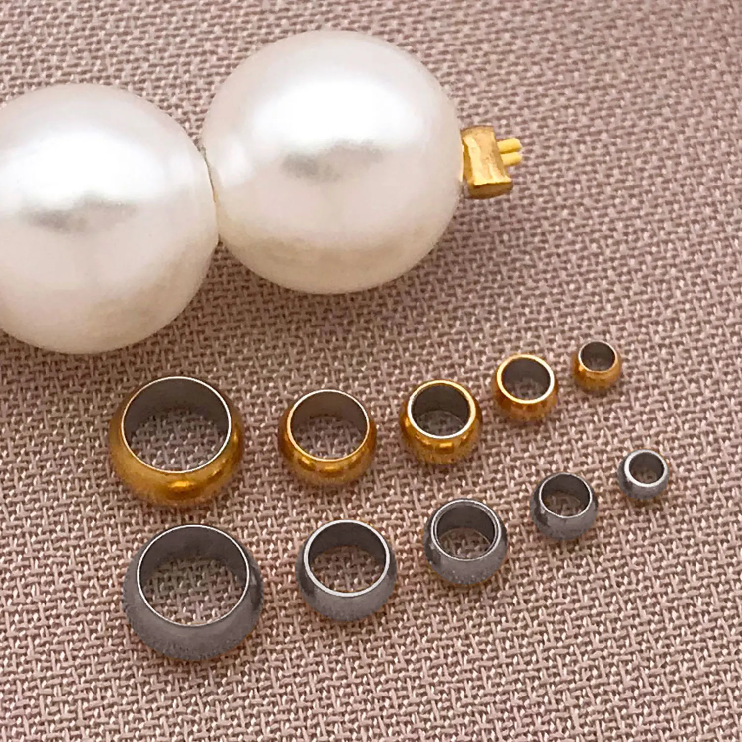 50pcs Never Fade Stainless Steel End Crimp Beads Covers Loose Big Hole Stopper Spacer Beads For DIY Bracelets Necklace Jewelry