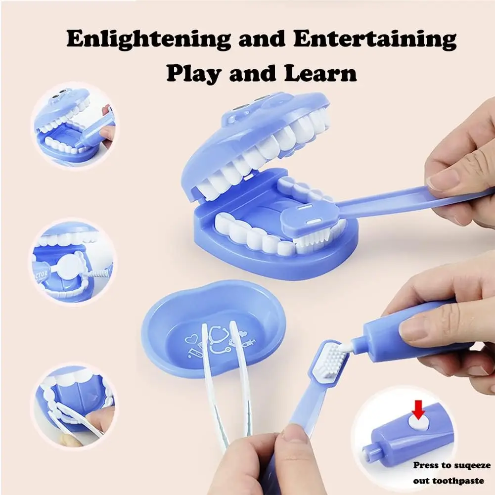 Juego de simulación de plástico para dentista, Kit médico de juguete de imitación para niños, juego de rol higiénico para cultivo de Habbit, 9 Uds.