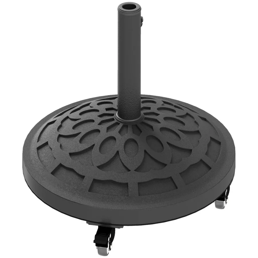 

Round Patio Umbrella Base with Wheels 46 lbs Resin Umbrella Stand Base Heavy Duty Patio Umbrella Holder for 1.3 1.5 1.9 Umbrel