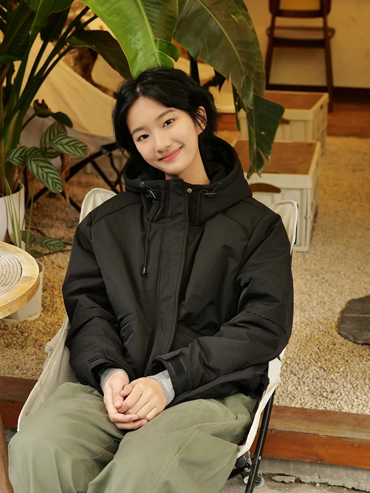 

Универсальная хлопковая женская куртка Bla с капюшоном, новинка 2025, зимняя теплая повседневная верхняя одежда, элитная длинная молния свека