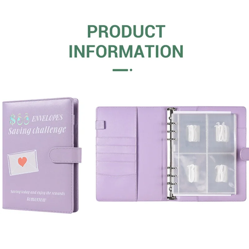 VO-Challenge Book To Save 5,050 Valentine's Day Saving Budget Binder With Cash Envelopes Blue  1 Set