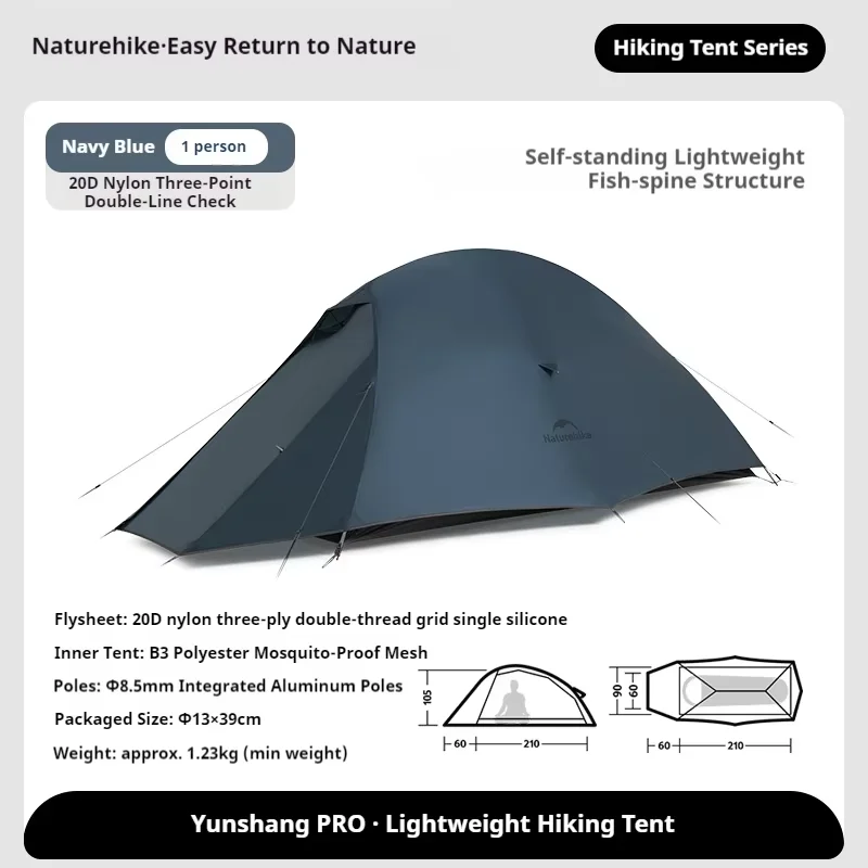 Naturehike Cloud Up Pro Kampeertent 1/2/3 personen 20D Nylon Wandeltent Ultralichte draagbare waterdichte lichtgewicht tent voor buiten