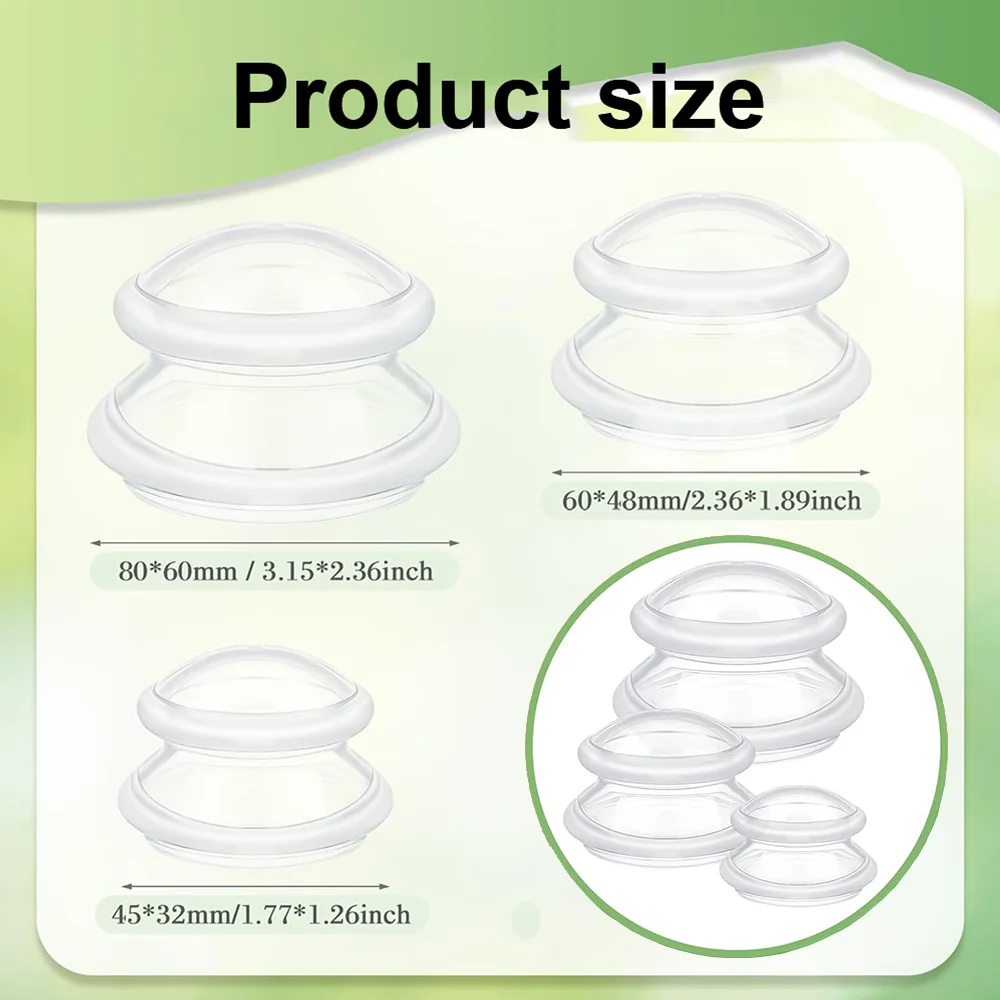 Grippopso 3/6 Pcs Cupping Kit for Massage Therapy 3 Sizes Silicone Cupping Set for Studio Household Cellulite Joint Pain Muscle
