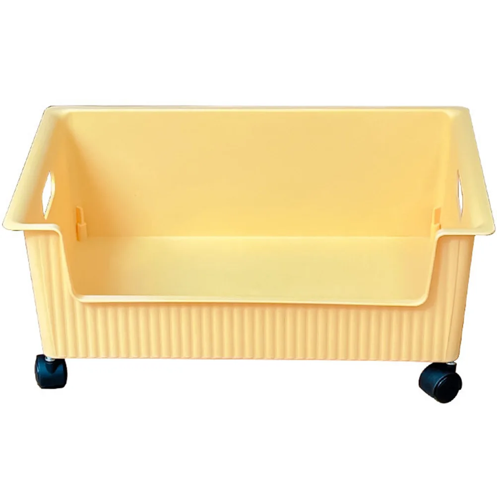 

Book Storage Box Plastic Bin on Wheels Large Capacity Multipurpose Under Desk Bed Sofa Cabinet Organize Books Clean Tidy