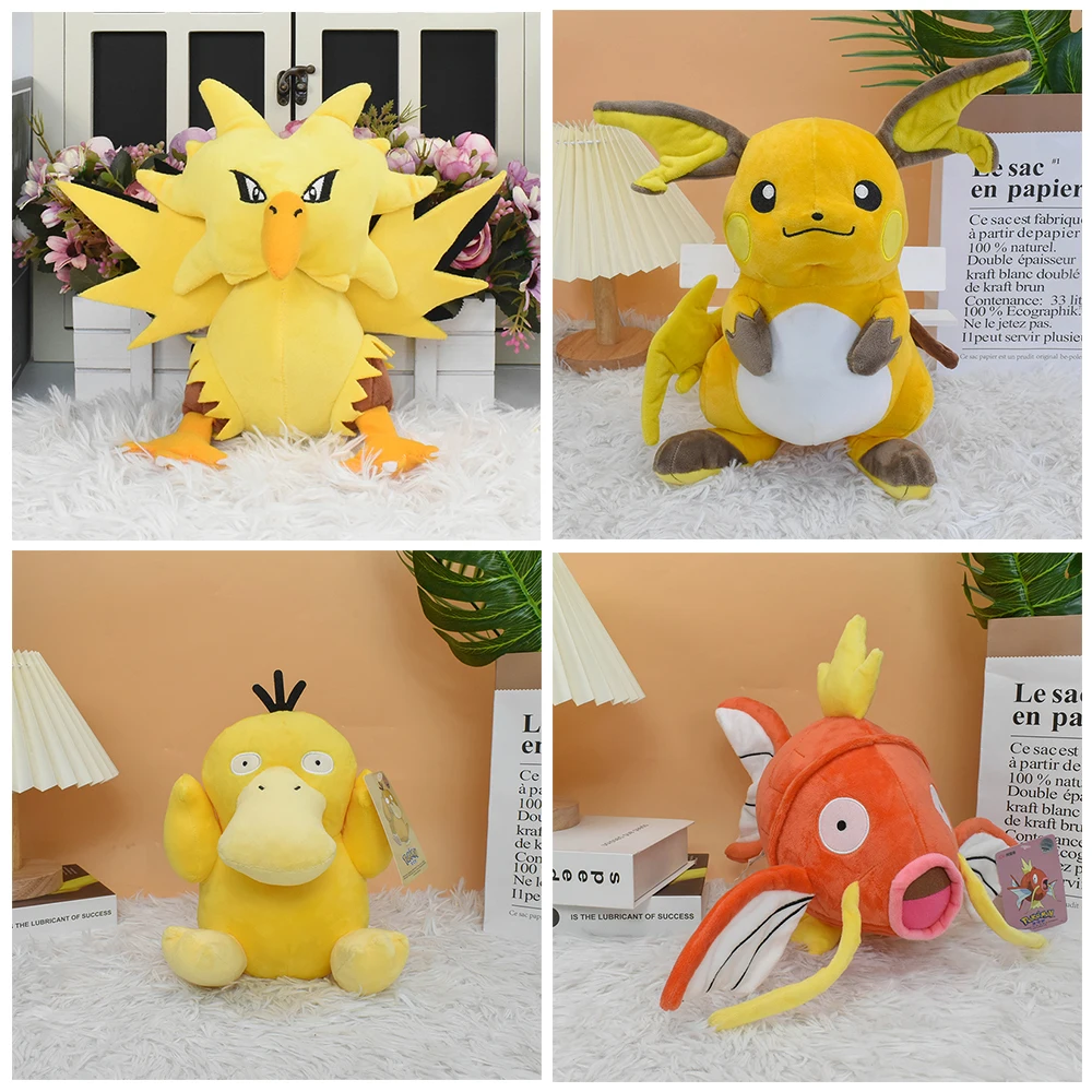 Juguete de peluche de Pokémon, muñeco de peluche de Psyduck, Squirtle, Bulbasaur, Charizard, Gyarados, Magikarp, Articuno, Zapdos, Moltres, regalos