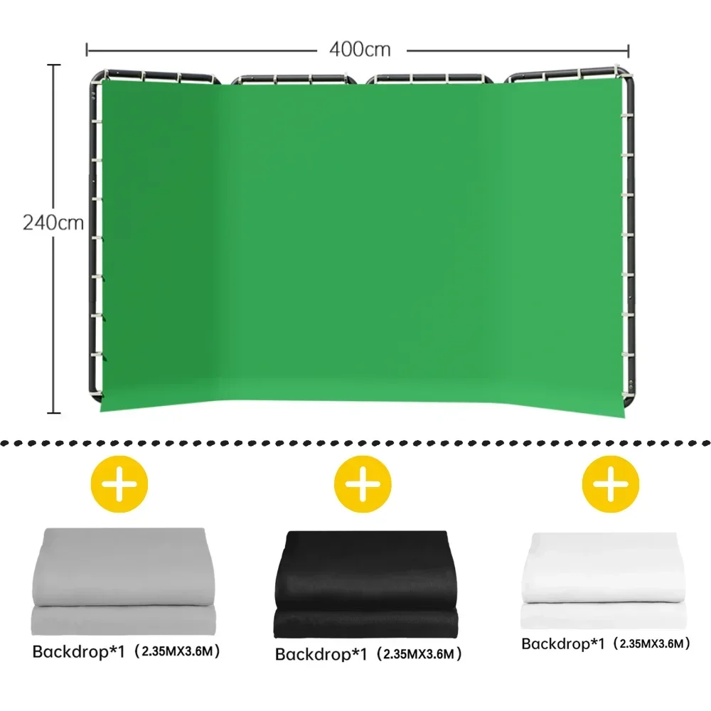 SH 240x400cm Achtergrondstandaard Frame Met 2.35x3.6M Fotografie 4 Kleuren Scherm Achtergronden Fotografie Achtergrond