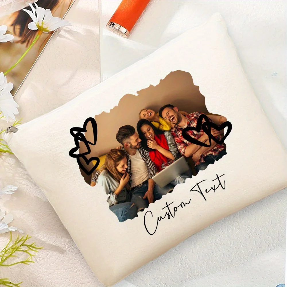 Custom Photo Makeup Bag Personalized Cosmetic Bag Friend Picture Birthday Gift Family Pouch for Christmas Gift Bag for Women