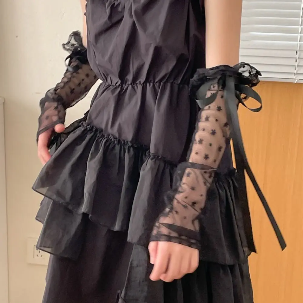 

Versatile Lace Lolita Arm Sleeve Bow Knot Versatile Ribbon Arm Cuffs Sun-proof Wrist Cuffs Wedding