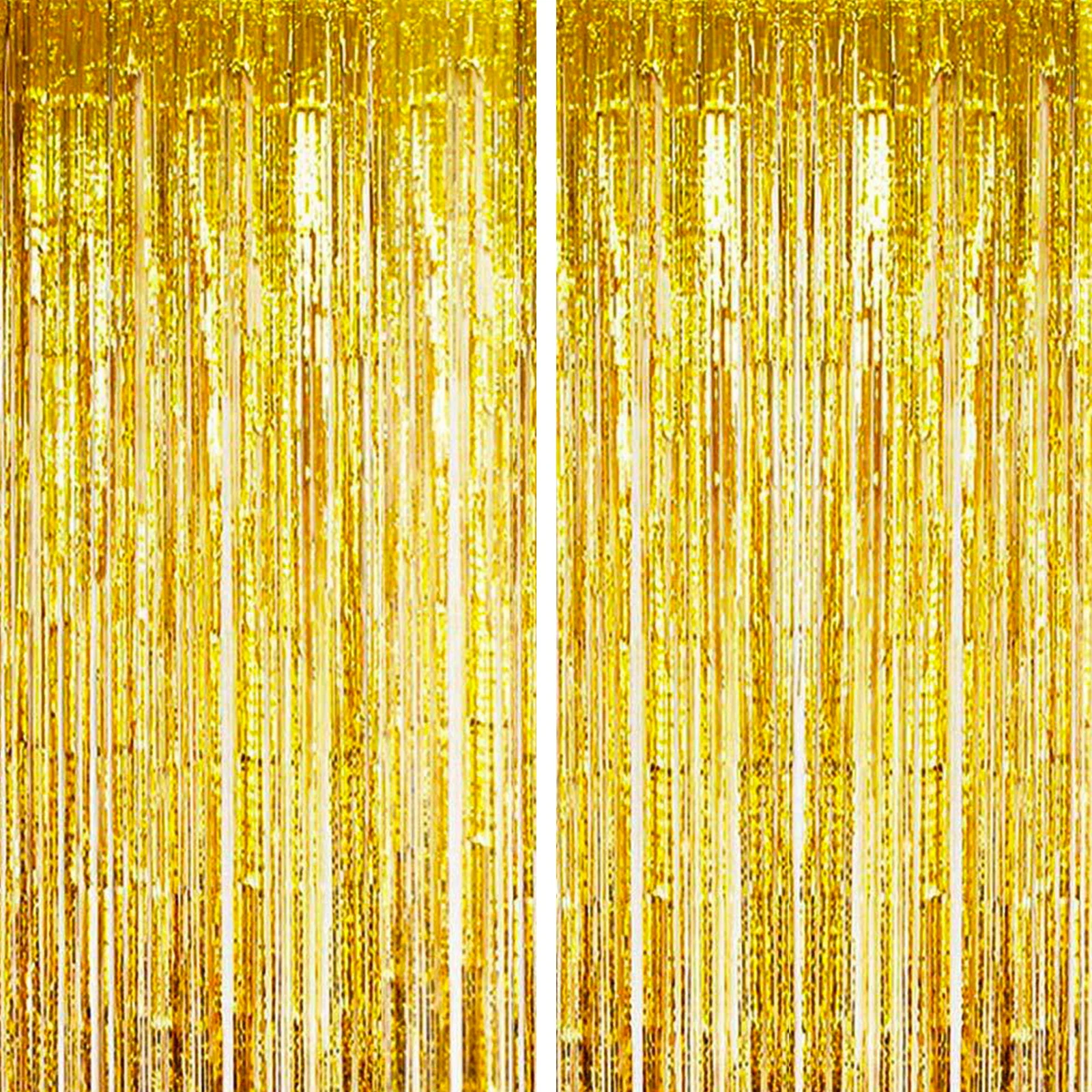 

Tinsel Foil Fringe Curtains 3.3x8.2 Ft, 2 Pack Metallic Tinsel Streamer Curtains Backdrop Photo Booth Props