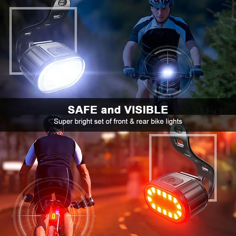 Cycling Bicycle Front Rear Light Set Taillight Headlight Bicycle Lights MTB Waterproof Safety Warning Light LED USB Rechargeable