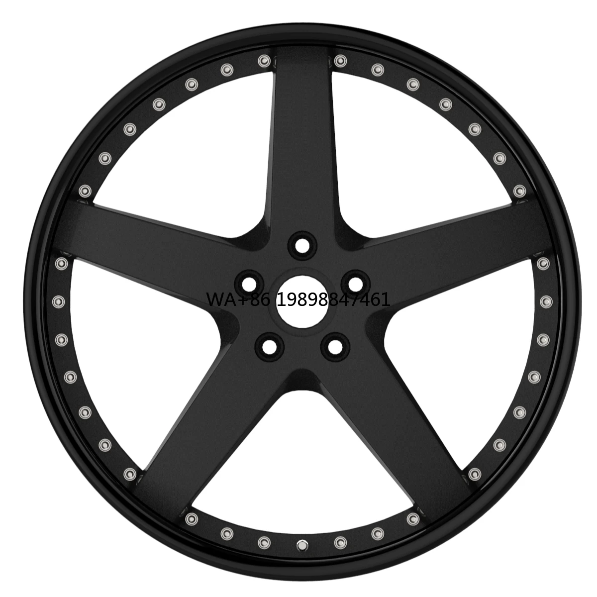 

for Five Spoke Design Matt Black Center with Gloss Black Lip 3 Piece Forged Rim Fit Luxury high-end customization