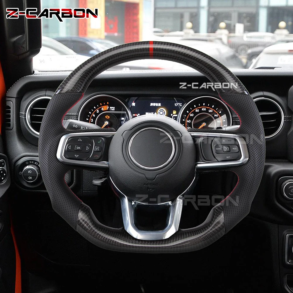 Carbon Fiber Steering Wheel For Jeep warangler JL 2018-2023 D-racing Customized Steering Wheel Flat Top & Flat Bottom