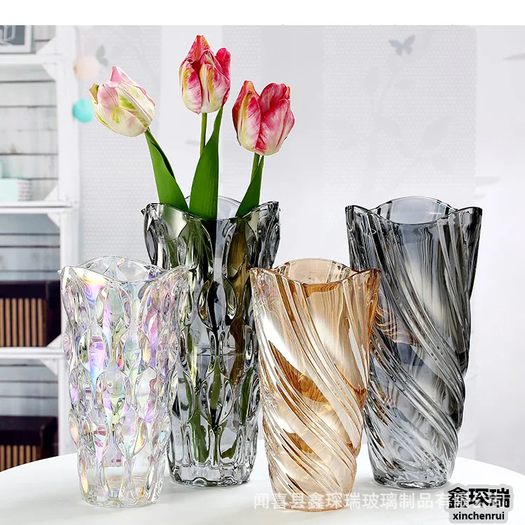 Simple electroplated color Nordic glass vase transparent flower ware living room flower arrangement