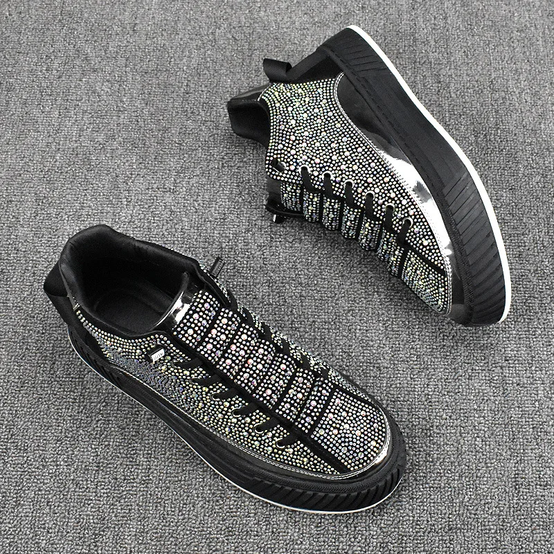 uomo moda punk rock vestito stivali con plateau designer di marca scarpe con strass stivaletti in pelle scamosciata di mucca primavera autunno corto bota