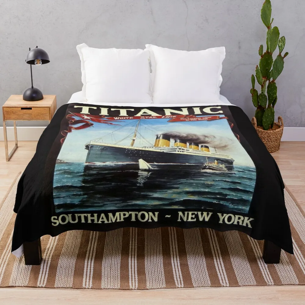 

TITANIC POSTER WHITE STAR LINE ORIGINAL FROM 1912 Throw Blanket blanket wool retractable and reclining sofa blanket