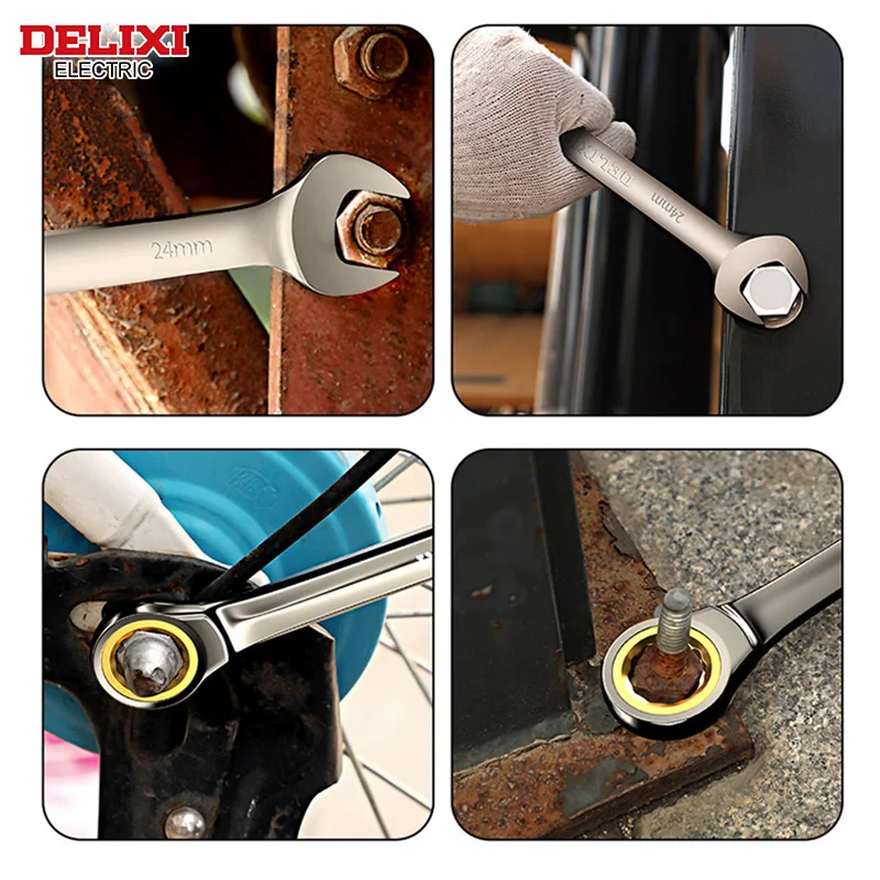 DELIXI ELECTRIC Ratchet Wrench Dual use in Both DirectionOpen-ended Torx Wrench，FourLayerPrecisionElectroplating， AutoRepairTool