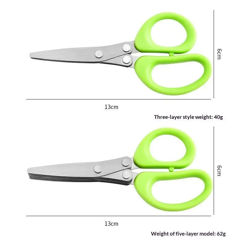 ~Multifunctional Scissors Stainless Steel 3/5 Layer Kitchen Scissors Scallion Cutter Pepper Herb Laver Spices Onion Cooking Too