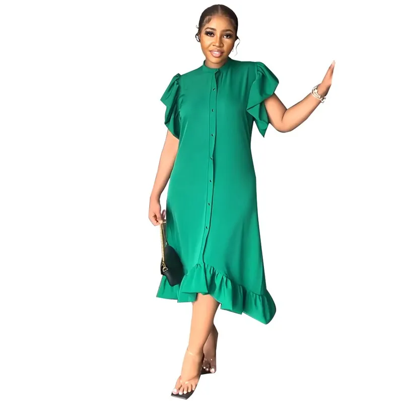 Faionable gegolfde Soliolor casual dames Dr Japanse Sle polyester stof bloemenprint ort Sve rond Ne Ciwa...