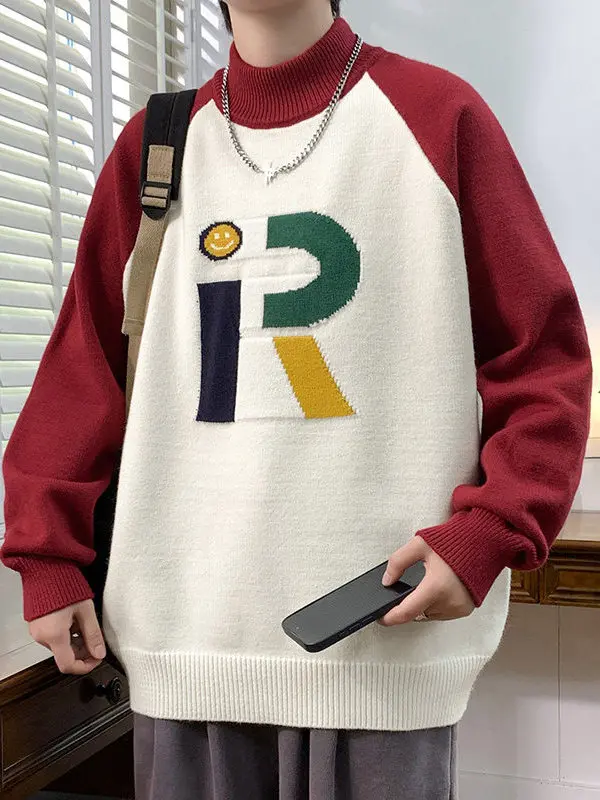 

Утепленный вязаный свитер с высоким воротником в университетском стиле, теплый зимний, новинка, модный студенческий, из чистой шерсти, с длинными рукавами