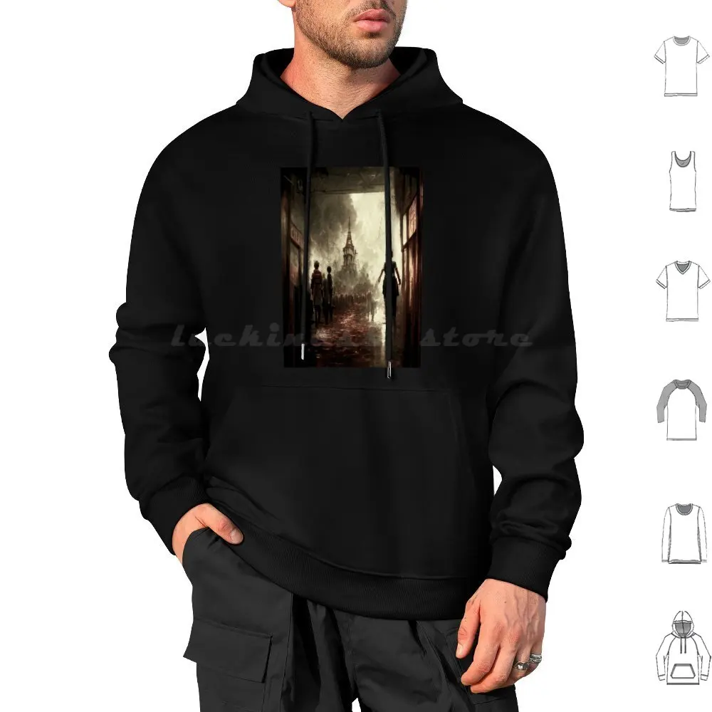 Resident Silent Evil Hill-In My Restless Dream I See That Church Hoodies Long Sleeve Silent Hill Silent Hill 2 Box