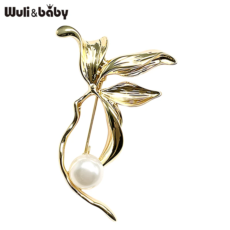 Wuli&baby Magnolia Flower Brooches For Women Unisex Alloy 2-color Elegant Lotus Plants Party Office Brooch Pin Gifts