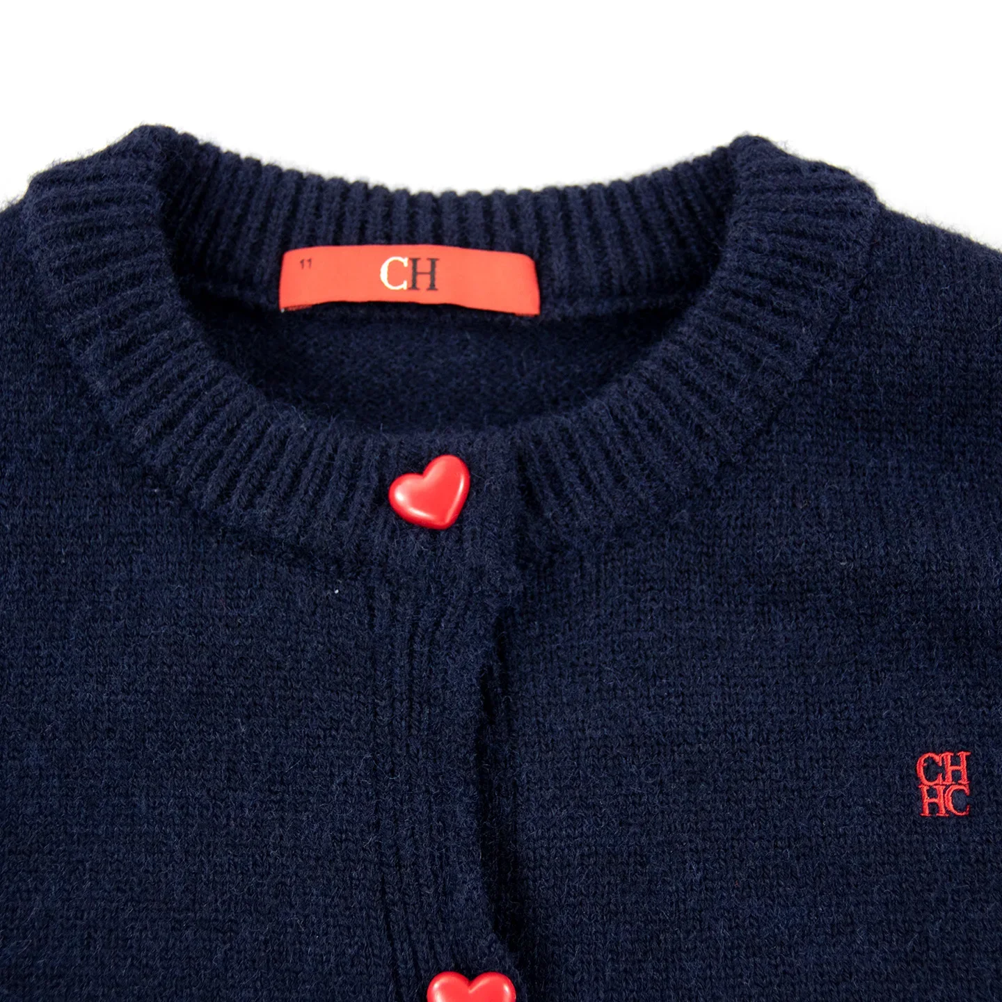 CH Mädchen Strick-Cardigan-Pullover mit langen Ärmeln, Herzknopf-Pullover, süßer, lässiger Schulstil für Kinder, Herbst- und Winterkleidung – Detail 6
