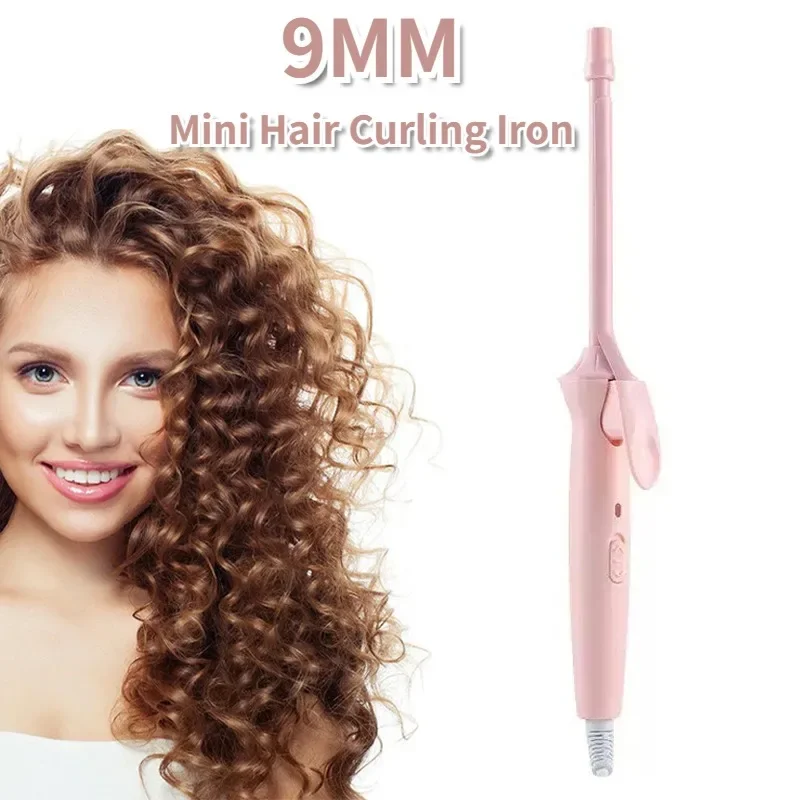 Mini Hair Curling Iron 9mm Curler Wand Professional Curly Tongs Ceramic Electric Salon Styling Tool Small Crimping Iron