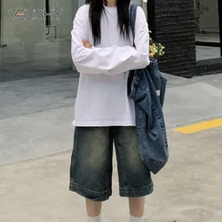 Y2K Vintage Baggy Jeans Shorts Womens Washed Wide Leg Capri Pants Casual Barrel Jeans Denim Shorts Mens Oversized Jorts