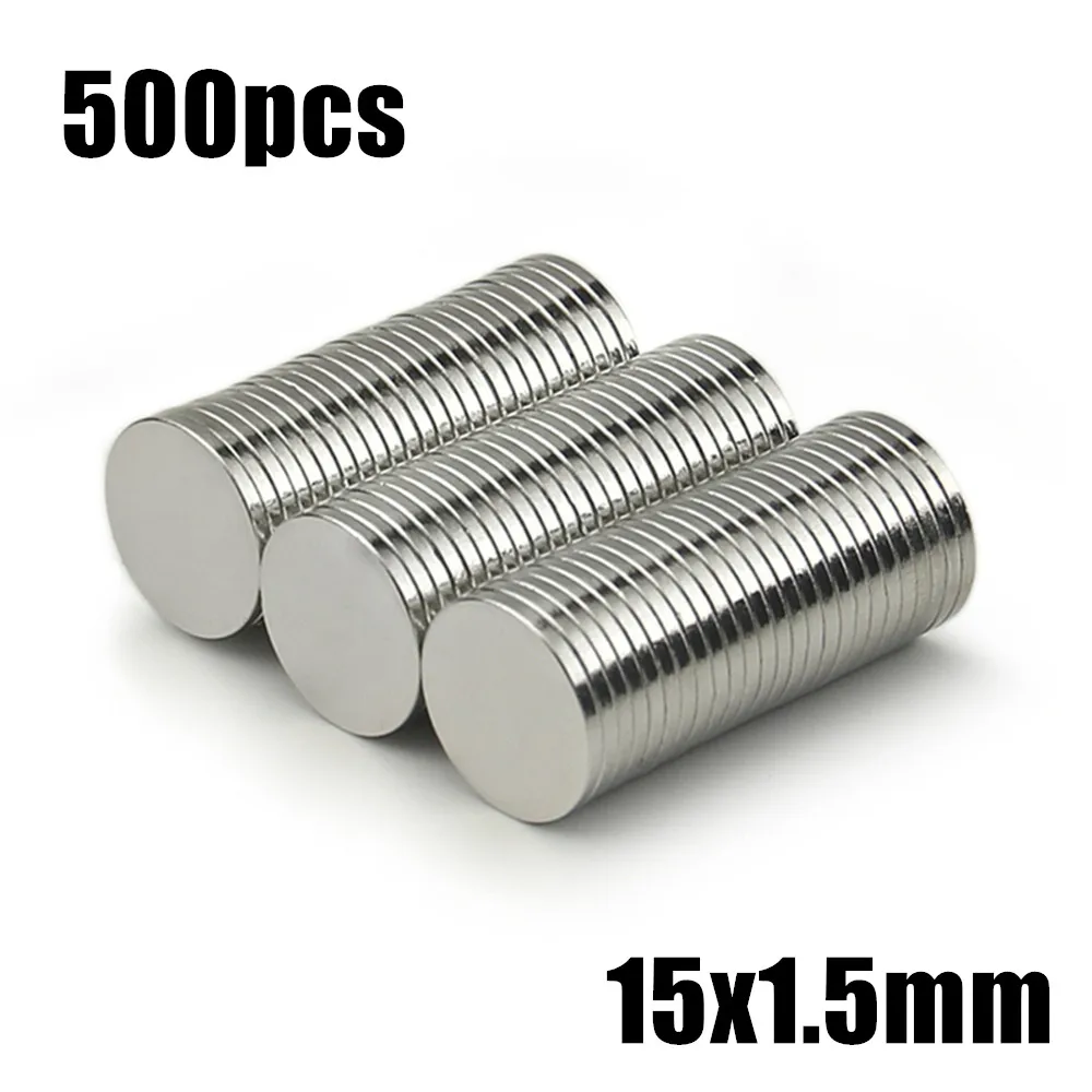 500pcs 15x1.5mm Super Powerful Strong Bulk Small Round NdFeB Neodymium Disc Magnets Dia 15*1.5mm N35 Rare Earth NdFeB Magnet