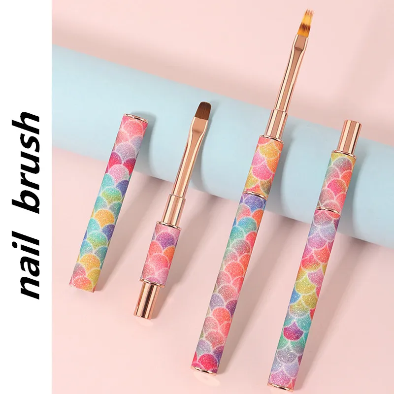 1/12PCS Rainbow Gradient Nail Art Brush Gradient Nail Brush Line Painting Brushes Nails Crystal Acrylic Liner Drawing