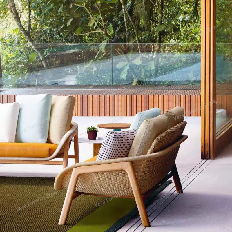 

Rattan Woven Leisure Table Outdoor Sofas Accent Relax Simplicity Floor Garden Sofas Balcony Furniture Arredo Giardino Lshysf