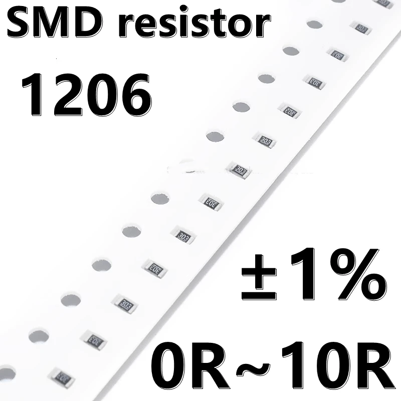 

(100pcs) 1206 1% SMD resistor 0R 1R 1.2R 1.3R 1.5R 1.6R 1.8R 2R 2R2 2R4 2R7 3R 3R3 3R6 3R9 4.3R 4.7R 5R1 5R6 6R2 6R8 7R5 8R2 10R