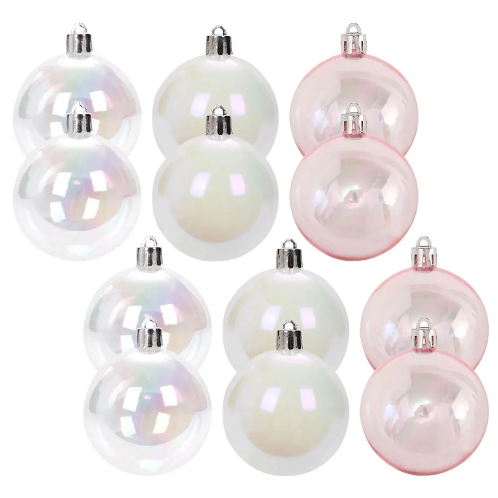 

12 Pcs 4cm Transparent White Pink Balls Christmas Tree Decorations Hanging naments Party DIY Accessories Pearlescent Bubble