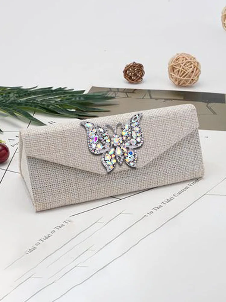 

Triangular Eyewear Case: Cotton Linen Portable Exclusively for Women Golden Arrow Decor, Flamboyant Style.