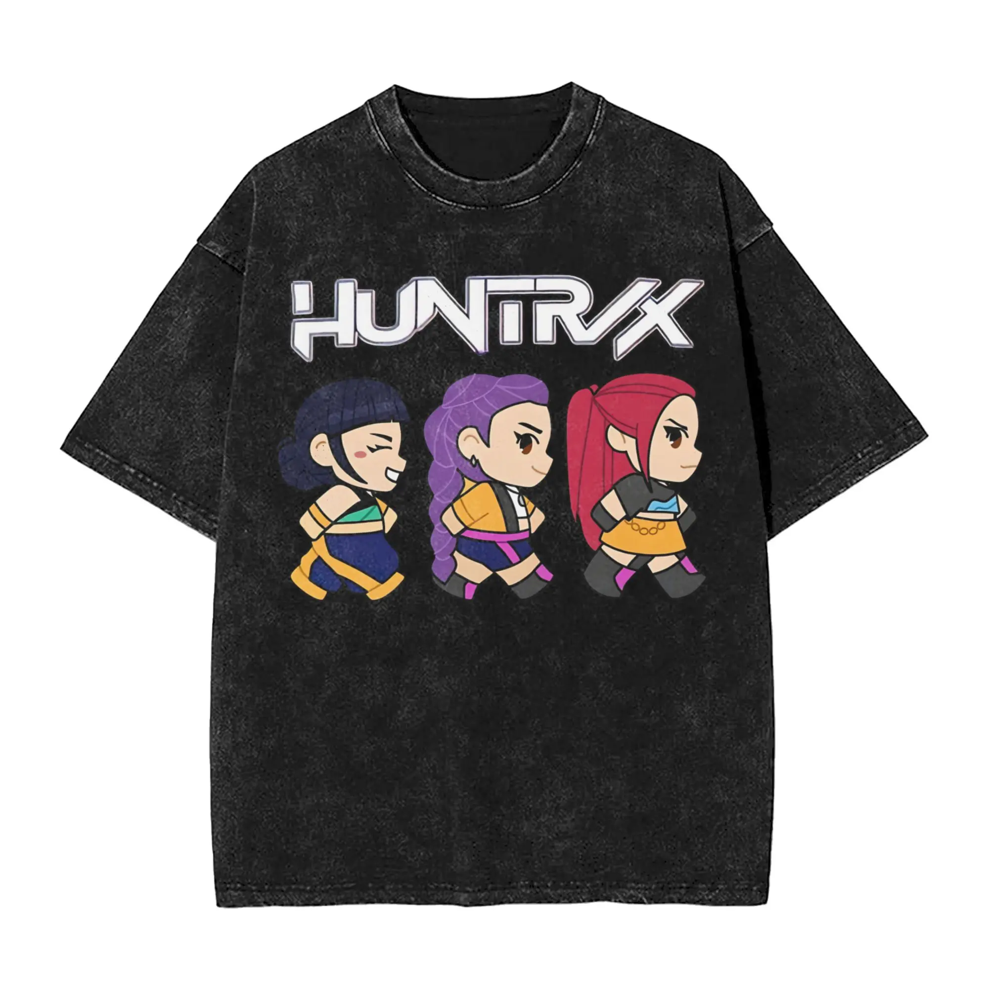 

Мужские футболки Kpop Demon Hunters Huntrix Chibi, уникальные футболки с короткими рукавами и круглым вырезом, хлопковая летняя одежда