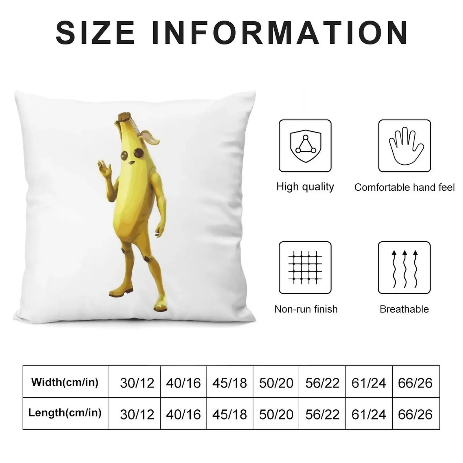 Banana Peely Gaming Character Throw Pillow Sofa Cushion Cover Embroidered Cushion Cover Decorative Cushion Cover pillow