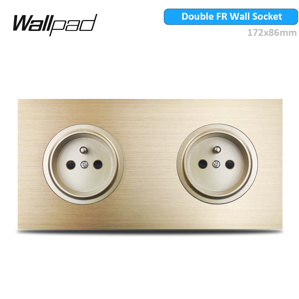 Wallpad gouden wandlichtschakelaar met ronde LED-nachtlampknop 1 2 3 4-voudig geborsteld aluminium metalen paneel, dimmer